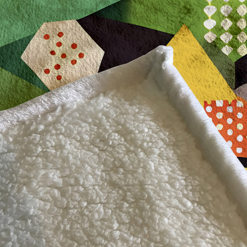 Throw Blanket, 51" W x 60" L, Geometric Shapes/Abstract, Green/Yellow/Orange