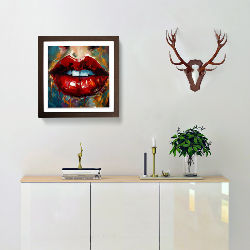 Lips Expressionism - Framed Print, Walnut