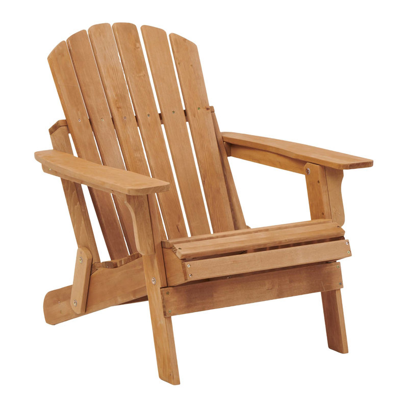 Oversize Wooden Outdoor Folding Adirondack Chair With Pre-Assembled Backrest & Seatboard, Wood Patio Chair For Garden Backyard Porch Pool Deck Firepit