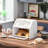 Breadbox For Kitchen Countertop Bin Bread Box Storage Airtight Container Extra Large Capacity Farmhouse Bread Box Double Layer With Diamond Pattern Windows Bread Holder Bamboo White-1243474742