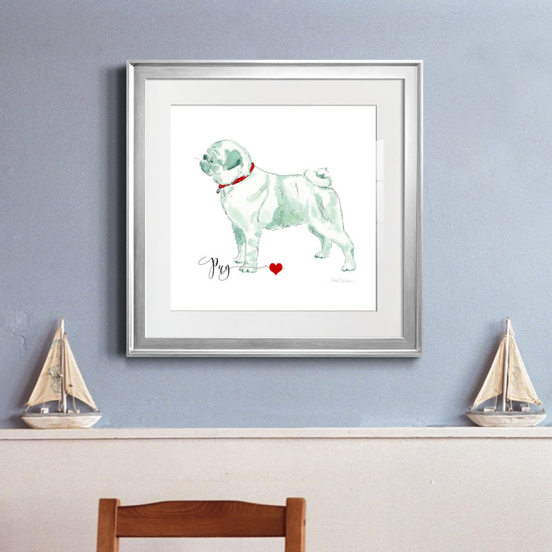 Must Love Pugs - peinture encadrée, Papier avec cadre argenté, H 17,5 po x l 17,5 po x P 1,5 po