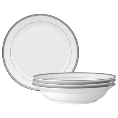 Noritake Charlotta Platinum Set of 4 Rim Dinner Bowls, 10 in., 25 oz.