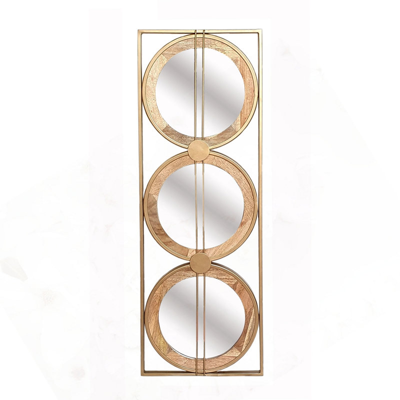 3 Mirror Piece Wall Mirror In Gold Rectangular Frame