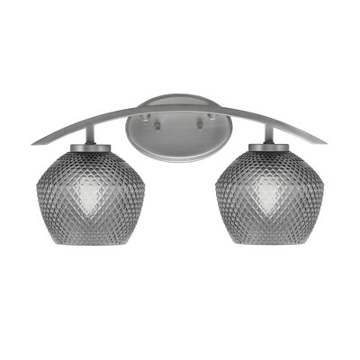 Kurve 2 Light Bath Bar With 6" Textured Glass