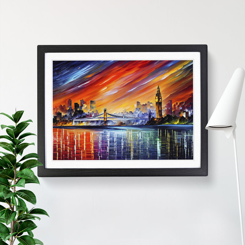 London Skyline - Single Picture Frame Painting, Black, 46cm H x 64cm W x 2cm D