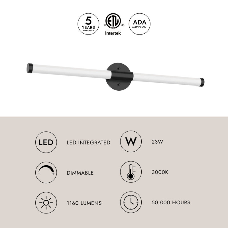 Akari 1 - Light LED Bath Bar, Black