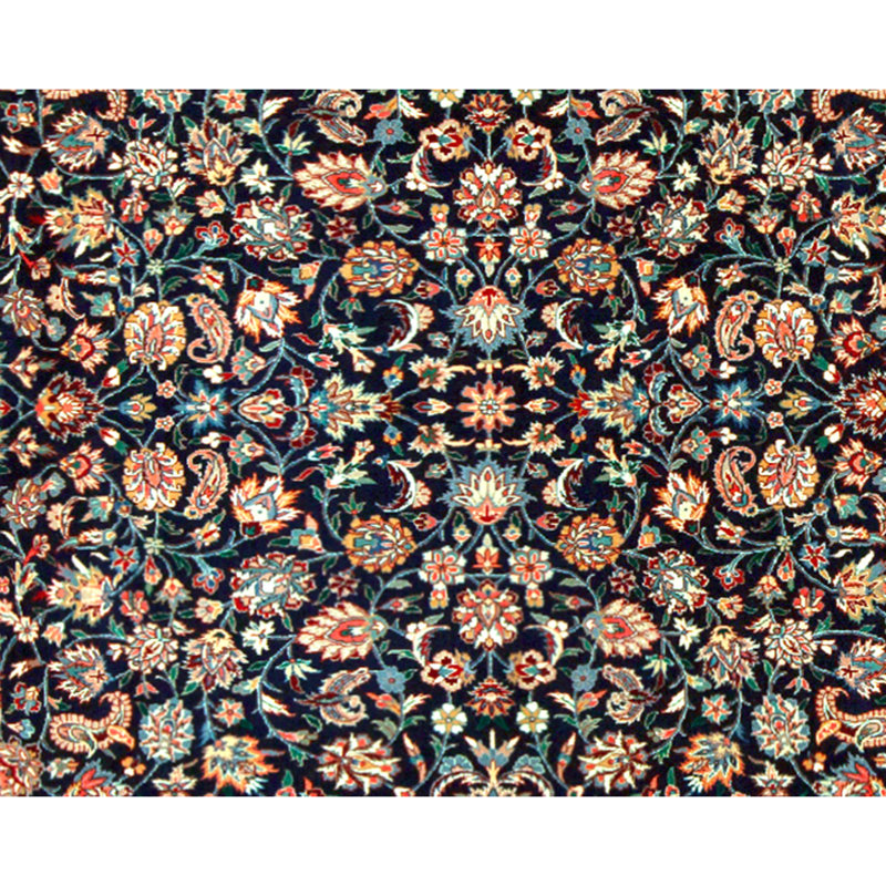Hand Knotted Wool Area Rug in Navy And Wine