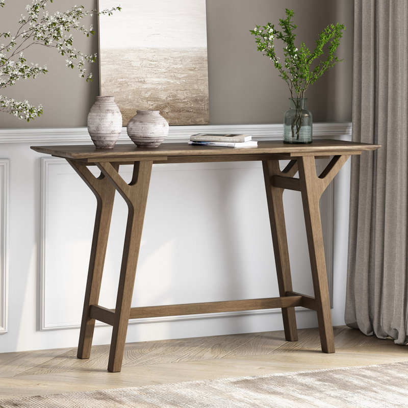 Whitten Rubberwood Console Table,Entryway table,Hallway table with wood frame, Walnut