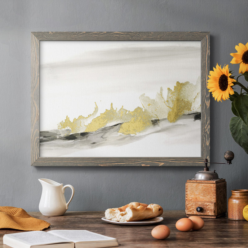 Or sur l'horizon II - Toile tendue avec châssis rustique, Gris, H 14 po x l 20 po x P 1,5 po