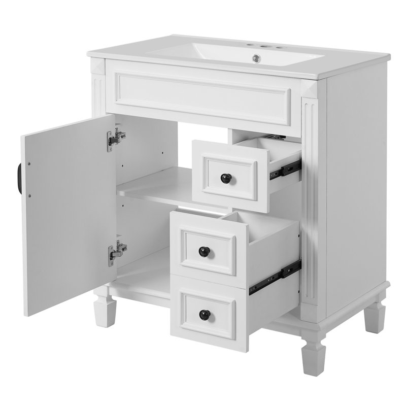 Meuble-lavabo 30 po avec lavabo en céramique, Blanc