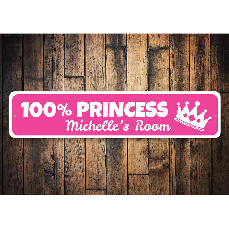 Plaque princesse couronne en métal, H 4 po x l 18 po x P 0,04 po
