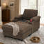 Ensemble de fauteuil d'appoint polyvalent et repose-pieds avec rangement, canapé-lit convertible avec dossier inclinable, porte-gobelets et ports USB-C-133759339