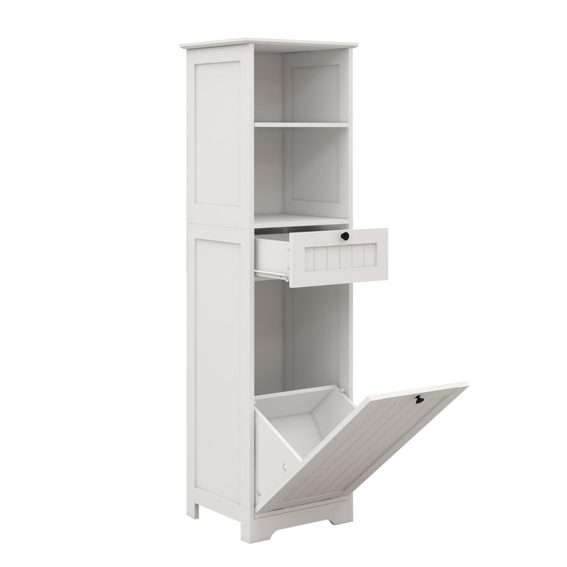 Armoire de trieur de linge inclinable à un compartiment et un tiroir - Blanc