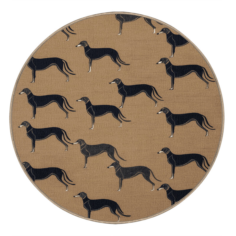  Tapis lavable pour chien lévrier italien, Rond 3 pi
