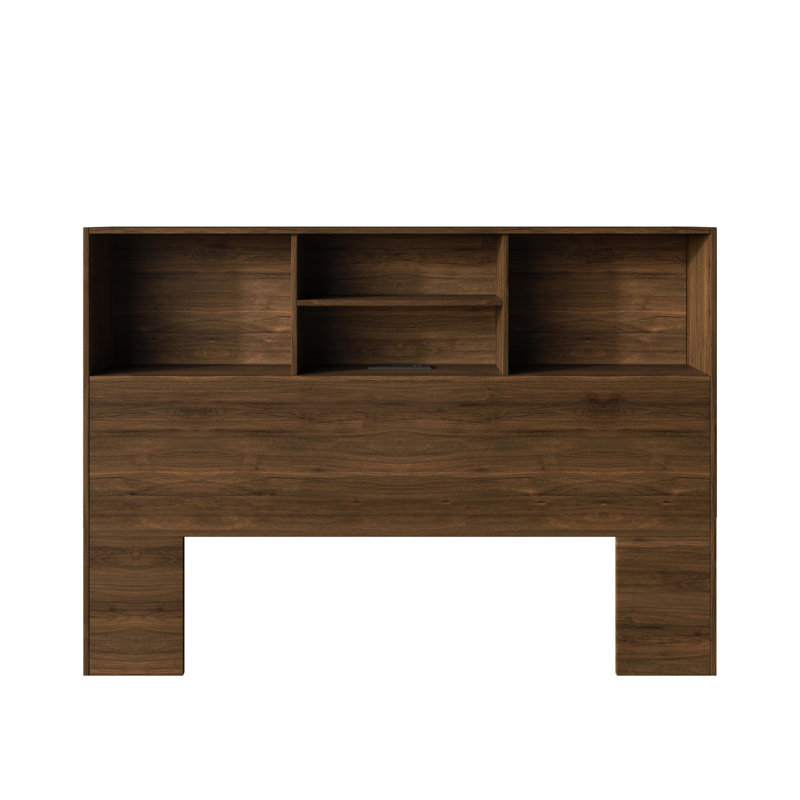 Pomona Full Bookcase Headboard with Charging Station & Storage, Full, Brown