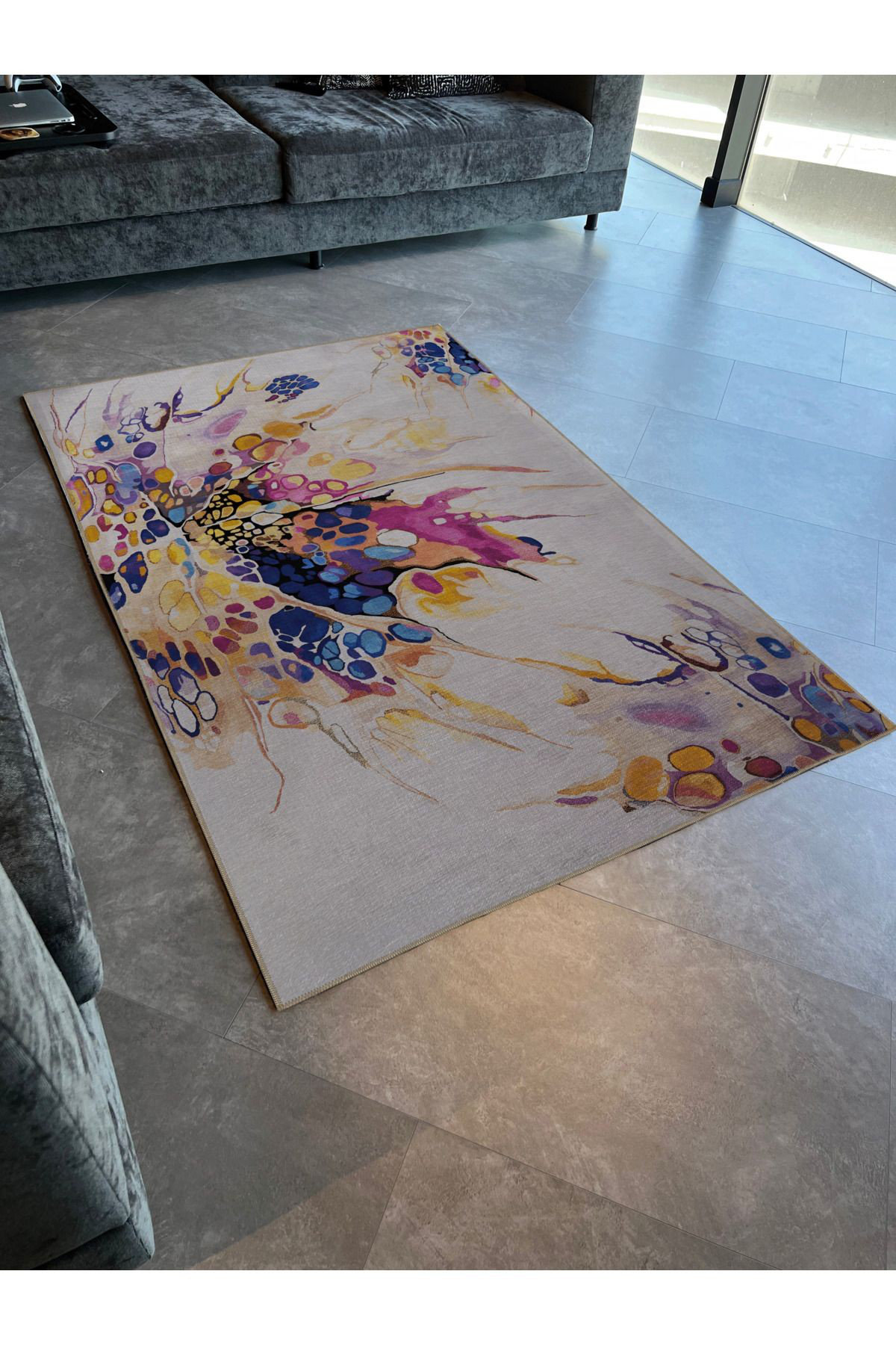 Sand Spatter Pattern Rug Hokku Designs Beige Multi Colour Abstract Paint Splatter Pattern Modern ...