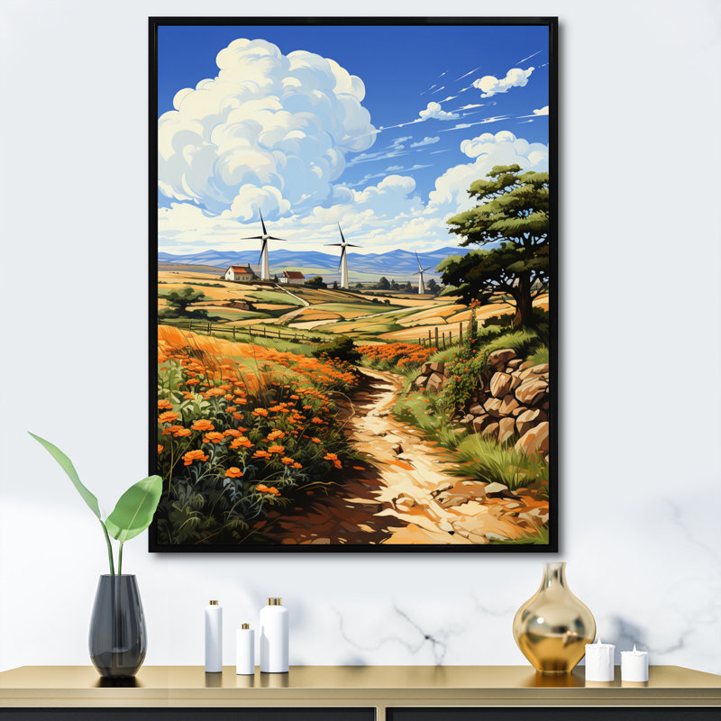 «Wind Turbines», impression sur toile, H 32 po x l 16 po x P 1 po, Cadre flottant noir