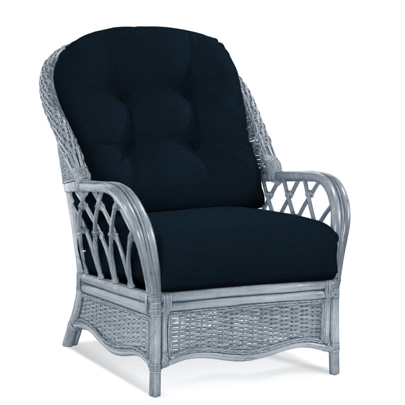 Chaise avec accoudoirs en rotin Everglade, Performance blanc sucre; 0863-91, Verre d'eau