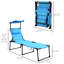 Chaise de bronzage de randonnée bleue avec coussin - Chaise longue pliante réglable pour profiter de la piscine