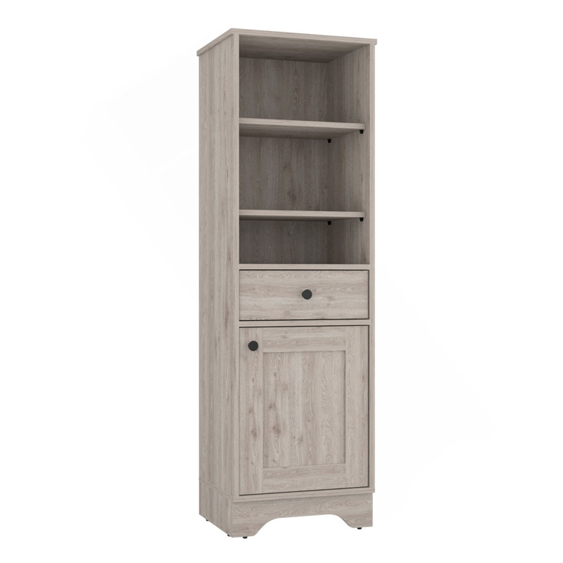 Armoire à linge St. Clair, deux tablettes intérieures, deux tablettes ouvertes, une porte, Gris