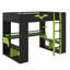 Lit mezzanine double en bois pleine grandeur avec prise de courant et connecteurs USB / Type-C, organisateur de câbles intégré et éclairage RVB-2039483975
