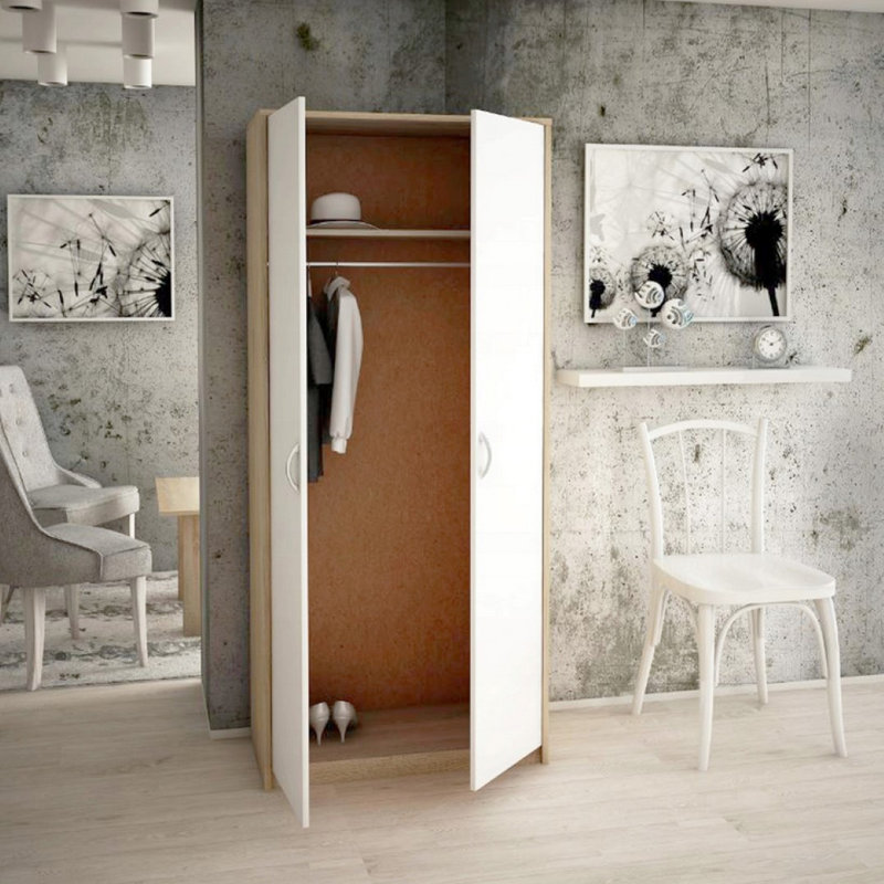2 Door Wardrobe, Sonoma/White