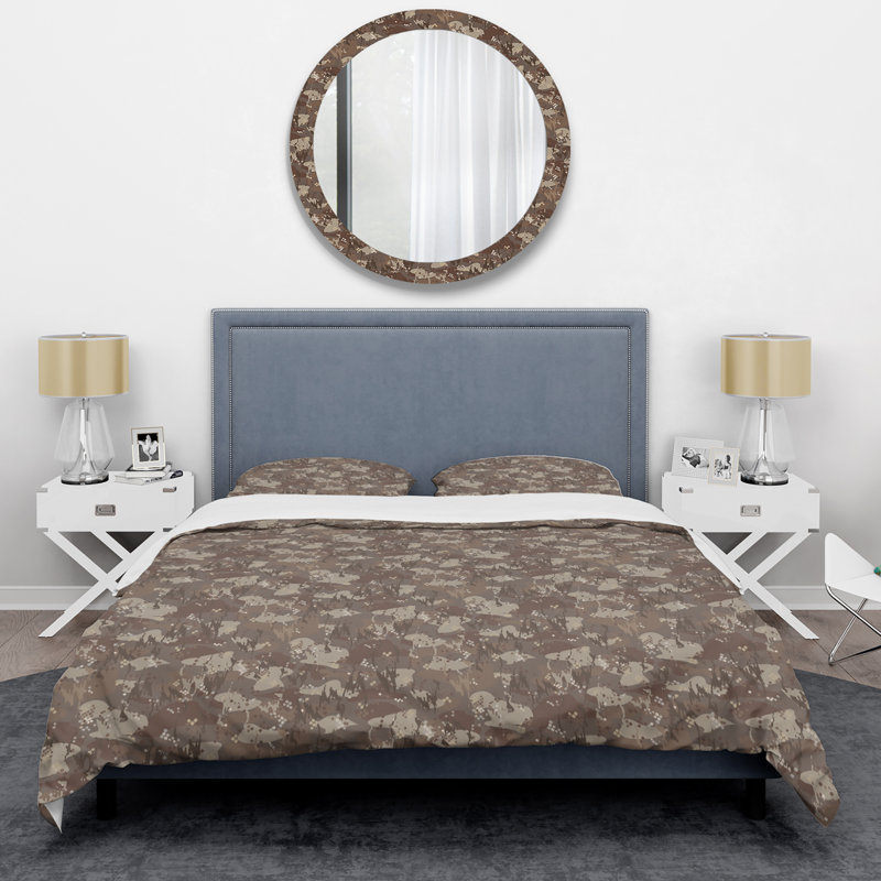Ensemble de housse de couette en microfibre brun / taupe 3 pièces, Housse de couette pour très grand lit et 2 très