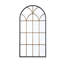 Miroir arqué pleine longueur 34 po x 65,5 po avec motif de vitre noir et doré