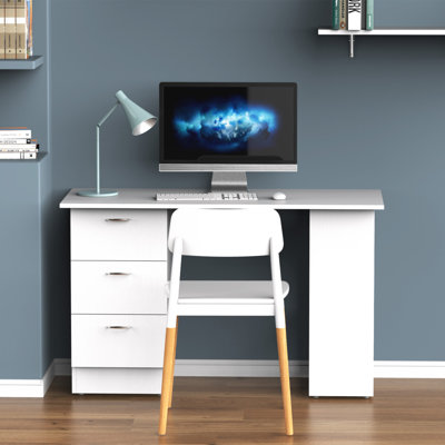 47" Modern Home Office Computer Desk Bookcase Combo Writing Table Workstation With 3 Drawer And Storage Shelf