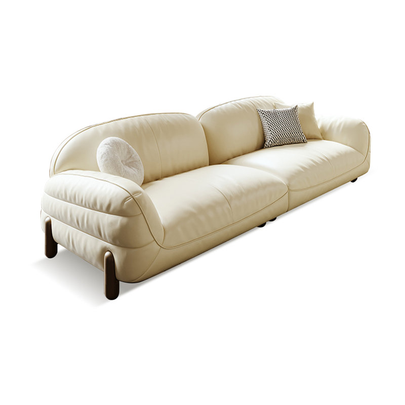 Canapé modulaire en cuir véritable blanc crème, H 30,71 po x l 110,24 po x P 37,4 po, 4