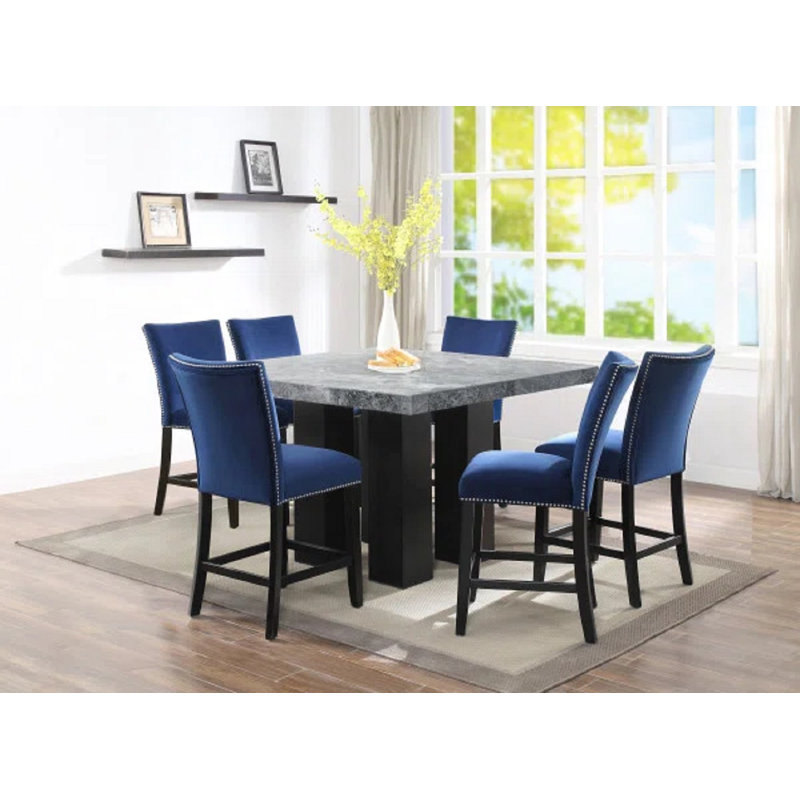Anxhela Dining Set, 7 Pieces: Table, 6 Chairs