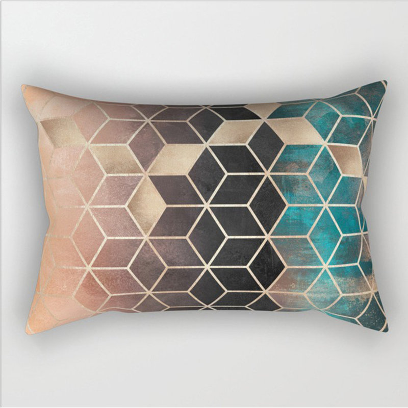 (Covers With Inserts) Set of 2 Rectangular Colorful Lumbar Pillows, Black
