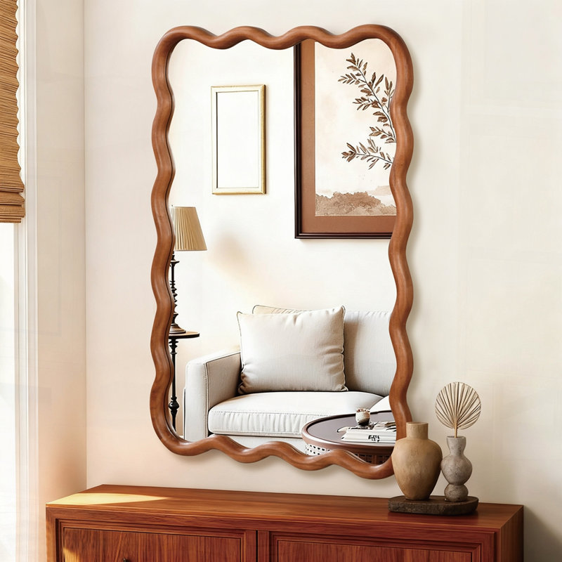 Miroir décoratif Wavy, Brun jaune, 24 po x 1,18 po