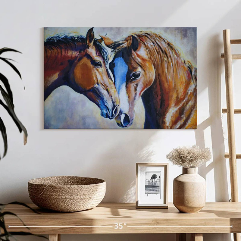 Two Affectionate Horses, 16" H x 24" W