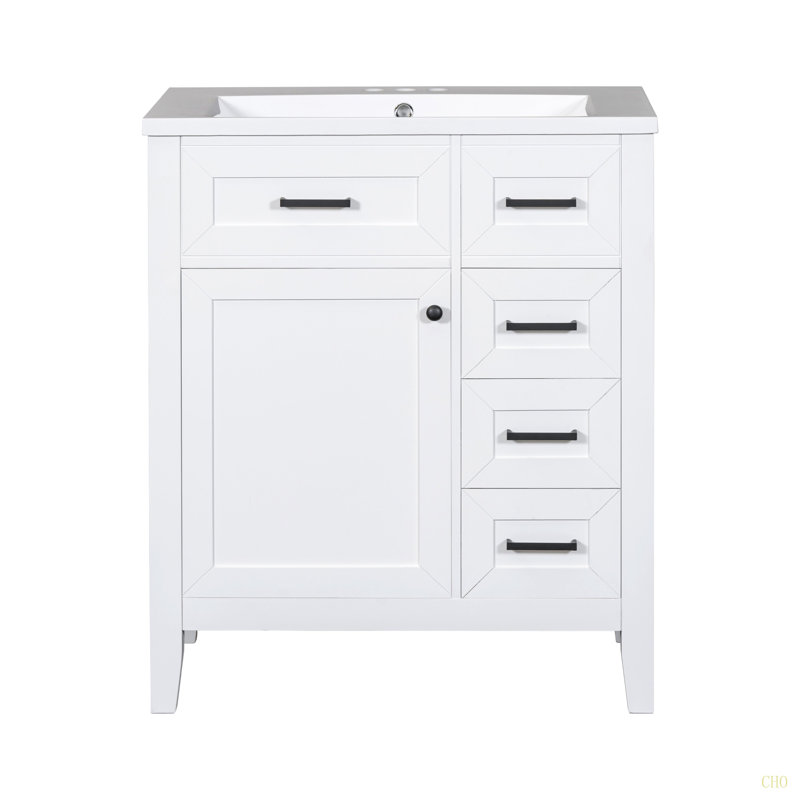 Ensemble de meuble-lavabo 30 po avec lavabo, armoire de salle de bain avec tiroirs, structure solide et panneau de fibres à densité moyenne