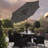 Dubose 4 Seater Rattan Round Dining Set with Grey LED Premium Parasol - Black