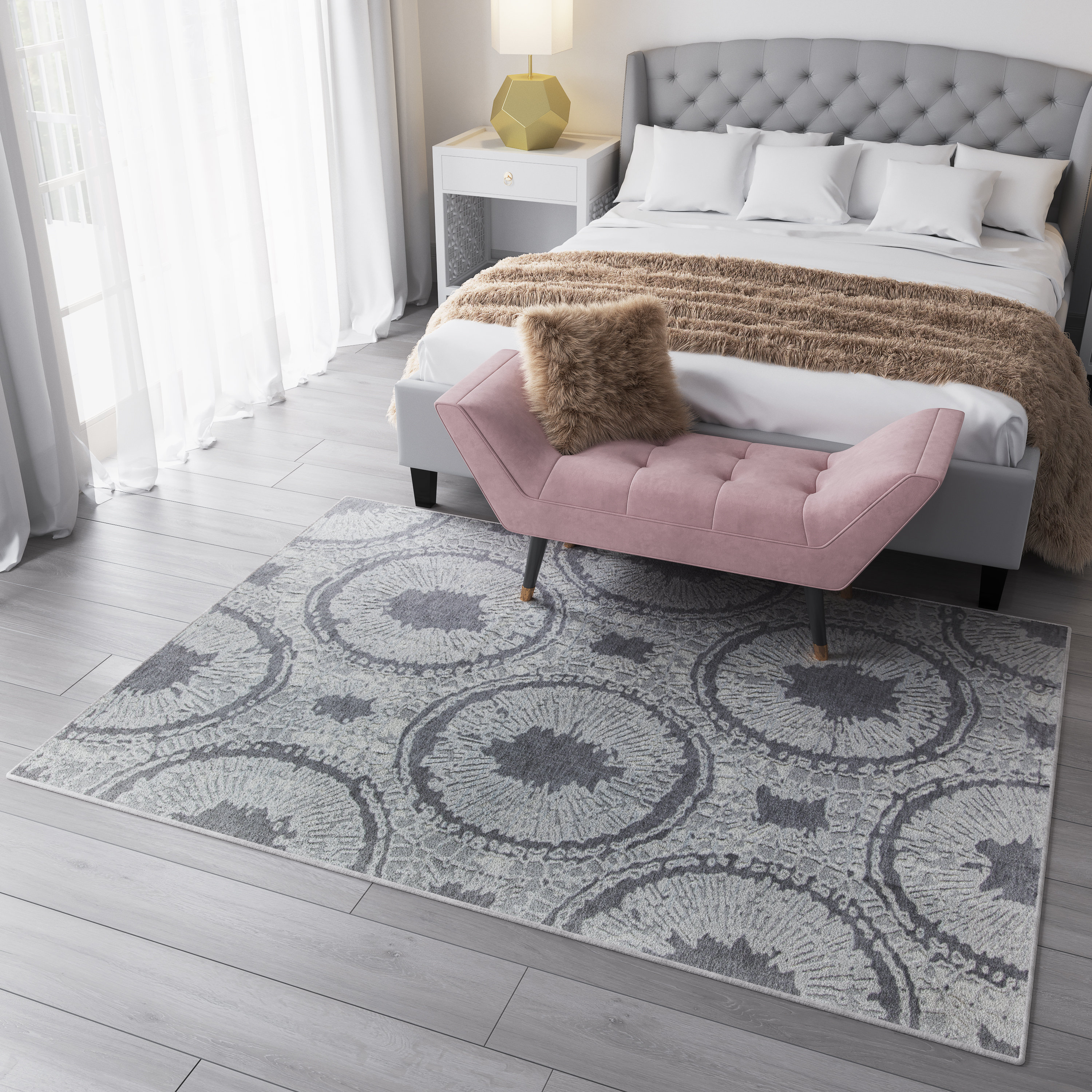 CosmoLiving by Cosmopolitan Delancey Geometric Gray/Ivory Area Rug