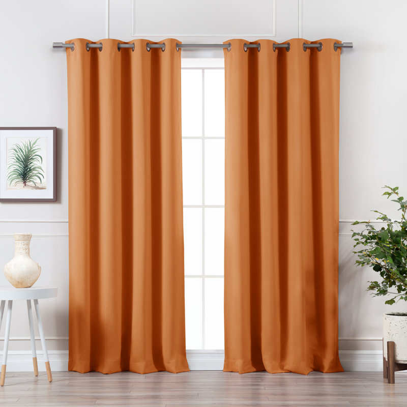 Adina Sevan Solid Thermal Grommet Curtain Panels, 52"W x 84"L, Orange