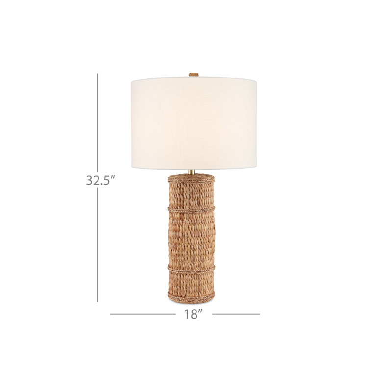 Azores Water Hyacinth Table Lamp, Natural, White