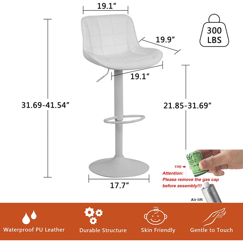 Tabourets de bar rembourrés Lochie, Blanc