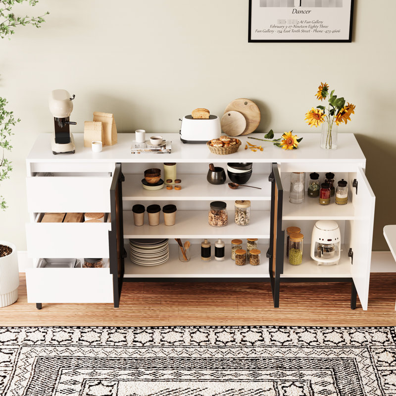 Rangement latéral classique pour cuisine avec 3 tiroirs et 2 espaces de rangement pratiques