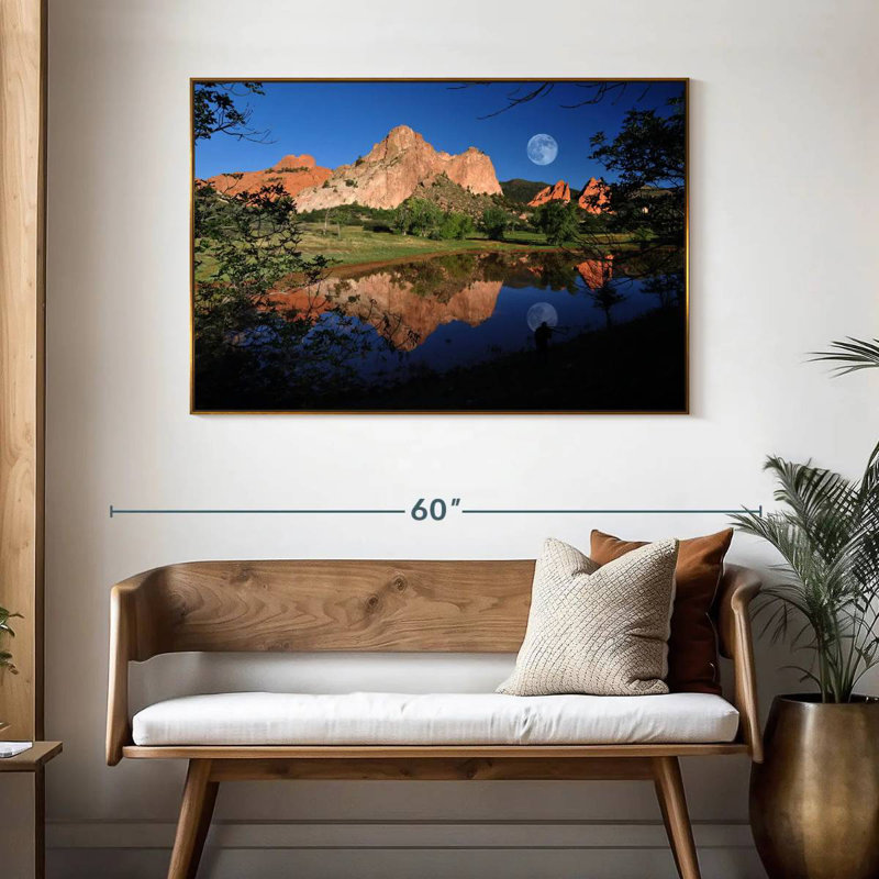 Jardin du lac des Dieux, 46 po x 31 po, Cadre flottant doré