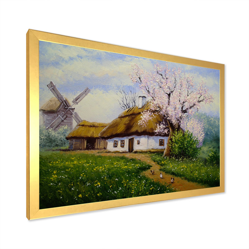 «Old Country Village», reproduction d'art sur toile, Cadre doré, H 12 po x l 20 po x P 1 po