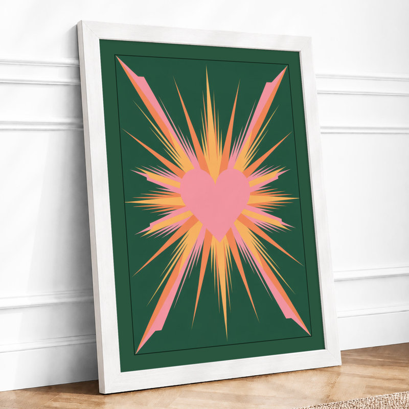 Radiant Starburst Retro - Framed Print, A4 - 29.7 x 21.0 cm, White
