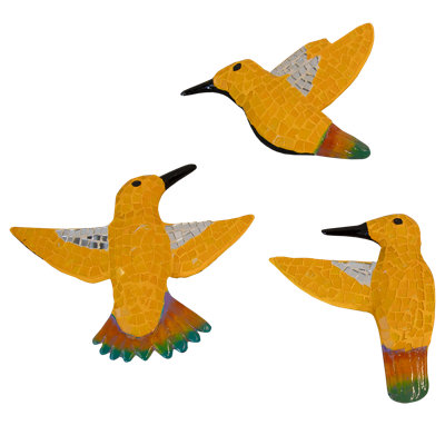 Mosaic Glass Tile Hummingbirds