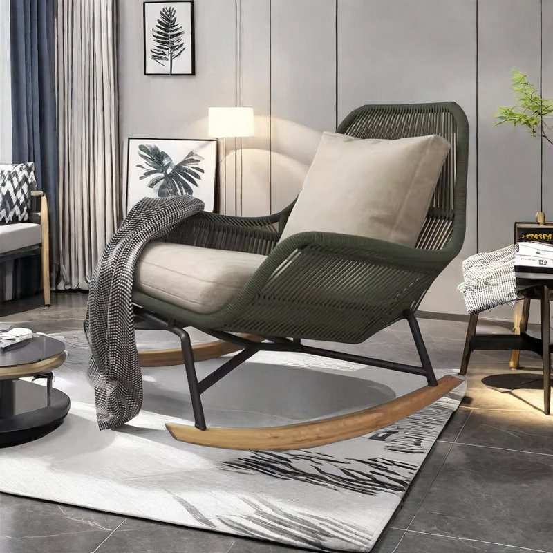 Chaise berçante nordique simple et magnifique, Vert