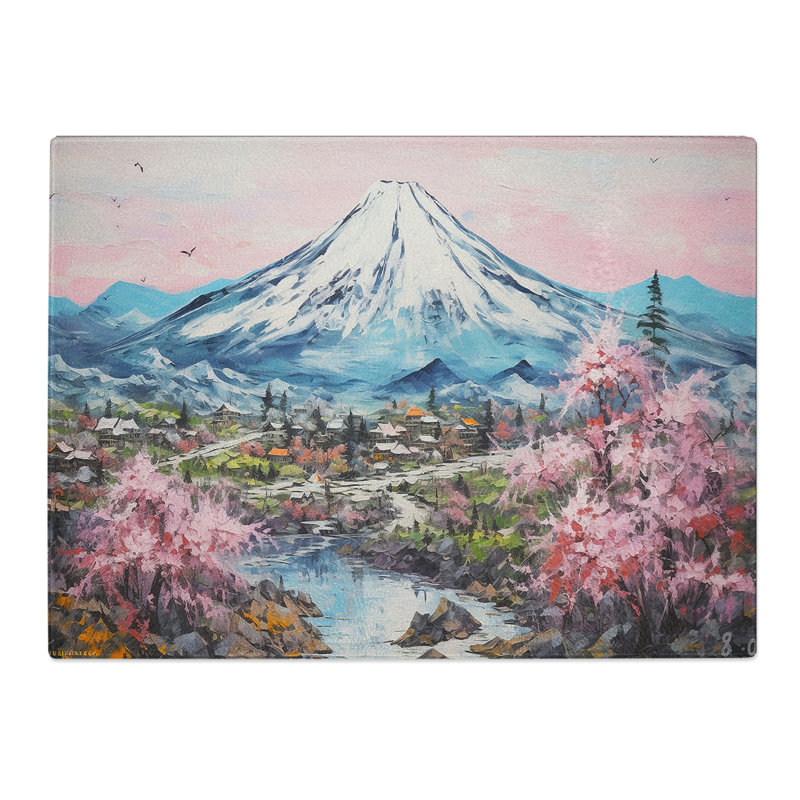 Japanese Mountains Palette Knife  Glass Chopping Board