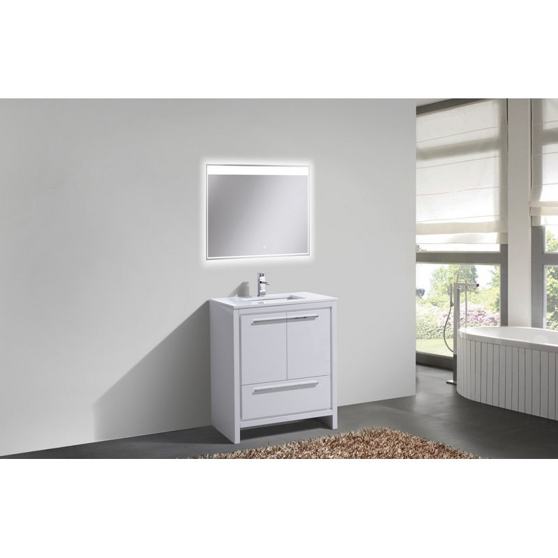 Ensemble de meuble-lavabo simple 30 po Meraris, Blanc très luisant