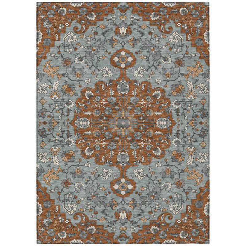 Machine Washable Indoor/Outdoor Chantille ACN2463 Traditional Rug, 8' x 10', Paprika
