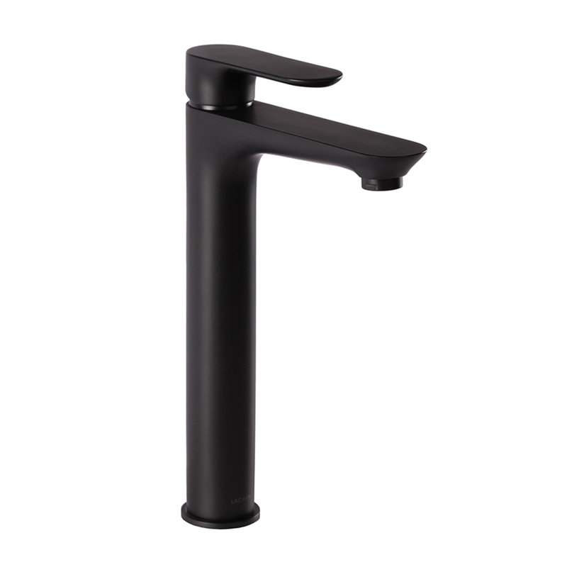 Flou Deck-Mount Single Hole Bathroom Faucet with Drain Assembly, Matte Black